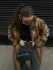 Women Faux Fur Overcoat Chic Lapel Long Sleeve Loose Fluffy Coat Lady Winter Warm Elegant Street Outerwear