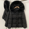 Real Fox Fur Down Coat Female Autumn Winter Warm Hooded Real Fur Duck Down Jacket Long Sleeves Outerwear Women Puffer Jacket