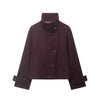 Women's Autumn Winter Stand Collar Thick Jackets Autumn Female Single Breasted Loose Long Sleeve Coats Lady Short Outwear