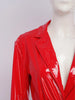 Women Wet Look PU Leather Long Trench Coat Blazer Lapel Open Front Long Sleeve Jacket Overcoat with Belt Streetwear Clubwear