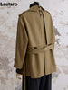 Spring Autumn Khaki Trench Coat for Women Belt Double Breasted Elegant Elegant British Style