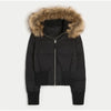 Zipper Cotton Quilted Puffer Jacket Women Furry Hooded Long Sleeve Slim Casual Female Coat Winter Outerwear Chic Lady Coats