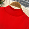 Tassel Patchwok Color Block Dress for Women Pleated Puff Sleeve Mid-calf Dresses Female Autumn