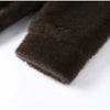 Women Dark Brown Faux Fur Coat Stand Neck Zipper Loose Solid Pullover Spring Chic Lady Casual High Street Outwear