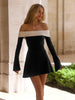 Off Shoulder Long Sleeves Slim Mini Dress Women's Sexy Elegant Outfit Prom Birthday Party Clubwear Spring Dress