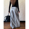 Women's Grey Urban Striped Pants Baggy Oversize Suits Long Pants Harajuku Japanese 2000s Style Y2k Emo Vintage Trousers Clothes