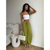Solid Drapey Satin Loose Harem Pants Women Casual Elastic Waist Drawstring Design Long Pant Lady Commute Versatile Wear