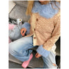 Deer Print Faux Fur Cropped Jacket Women Blue Contrast Lapel Cuff Button Up Fluffy Warm Coat Winter Casual Street Outwear
