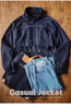 Women's Lightweight Stand Collar Short Windbreaker Jacket Navy Blue Contrast Parka with Waist Cinching for Spring and Fall
