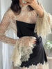 Elegant Satin Floral Lace Patchwork Mini Dress For Women Irregular Hem Long Sleeve Dresses Lady Chic Evening Party Vestidos