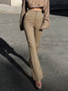 Ladies' autumn solid color casual elegant commuting high waisted straight leg pants suitable for daily outings office commuting