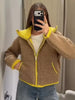 Autumn Casual Jacket Coat Contrast Color Design Long Sleeve Zipper Jackets For Women Streetwear Casual Outerwear