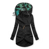 Women's Long-Sleeve Hooded Jacket with Zipper in Solid Color Print