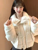 Sweet Polka Dot Parkas Women Winter Loose Casual Thicken Button Patchwork Puffy Coats Korean Fur Collar Female Outwear