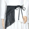 American Style Women's Belt Spliced Tassel Bandage Waistband All-match Shirt Dress Female Spring 2DC1589