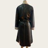 Elegant Women Pu Leather Double Breasted Nothched Collar Fluffy Long Coat Lady Winter Casual Outfits wear