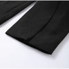 Elegant Women's Black Slim Blazer Lapel Shoulder Pads Full Sleeve Pockets Female Jacket Office Lady Streetwear
