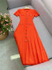 French Style Knitted Long Dress round Neck Hollow out Wooden Edge Skirt Elegant Autumn Women's One Piece Dress
