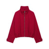 Ladies High Street Casual Chic Red Autumn Winter Women Jacket Outfits Plaid Stand Collar Zipper Loose Bomber Jacket Coat Female