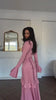 High Neck Ruffled Bell Sleeve Belted Waist Tiered Hem Elegant Maxi Dress Women Formal Evening Gown