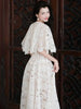 Elegant 2 Pcs Set Shawl V-neck Flower Lace Hollow Out Swing Dress Women's Evening Party Dresses Spring 35Z4387