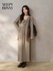 Elegant French V-Neck Knit Dress Women Long Sleeve Elastic Maxi Dress Asymmetrical Design Belted Long Dress for Autumn Winter