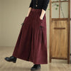 Women's Retro Corduroy High Waist Pants Autumn Winter Slim A-Line Wide Leg Trousers with Pockets Lace-Up Clothes