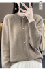 2026Knitted Sweater Autumn/Winter Cardigan Short Jacket Loose Top Women's Lazy Style Round Neck Star Button Knitted Sweater