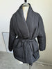 Elegant Women's Padded Jacket With Belt Winter Lace Up Waist Cinching V Neck Warm Coats Lady Casual Street Outerwear