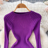 Winter Women Knit Maxi Dress O Neck Autumn Long Sleeve Slim Solid Harajuku Ladies Pencil Sweater Long Dresses