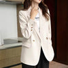 Vintage Double-Breasted Suit Jacket Female Solid Casual Long Sleeve Notched Blazer Ladies Korean Design Sense Blazers Outwear
