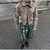 Vintage Tie-dye Suede Women Jacket Long Sleeve Lapel Zipper Slim Female Short Jackets Spring Pocket Lady Outwear