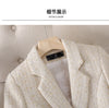 Korean Tweed Blazer Jacket Coat Women Long Sleeve French Slim Woolen Suit Outwear Autumn Winter Casaco