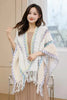 Ethnic Style Cape Oversized Sweater Jacket Women Loose Patchwork Warm Long Scarf Knitted Cardigan Woman