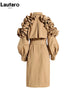 Spring Autumn Long Black Khaki Trench Coat for Women Belt Elegant Chic Stylish Designer Clothes Runway