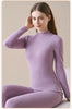 Women's Cashmere Silk Thermal Underwear Thermal Tops Warm Pants Thickened Solid Color Half Turtleneck Long Sleeve Winter Clothes