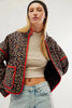 Chic Vintage Floral Print Cotton Coat Autumn Winter Women Jacket Long Sleeve Cardigan Pocket Streetwear Short Quilted Jacket
