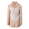 White Lace Patchwork Blazer Women's Notched Collar Slim Fit Long Sleeves Single Breasted Suit Jacket Tide