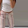 Colorful Striped Jeans Women's Long Pants Female High Street Low-waisted Pockets Denim Trousers Women's Holiday Outwear