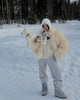 Women White Fluffy Short Fake Fur Coat Solid Full Sleeves Round Neck Coat Chic Warm Winter Street Outerwears