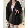 Loose Cardigan Women Long Sleeve V-neck Knitted Black Slouchy All-match Female Autumn Winter Coats Korean Chic Baggy Tops MLQ9