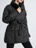 Women's Parkas Solid Color Warm Cotton Padded Coat Jacket Belt Gathered Waist Female Winter Clothing 2DB1775