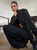 Women Sequin Embroidery Blazer Long Suit Set Solid Full Sleeves Lapel Loose Wide-leg Office Suits Lady Collection Wear