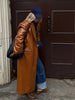 Brown Crocodile Embossed Faux Leather Trench Coat Lapel Single Breasted Straight Front Pockets Autumn Winter Fit Jacket
