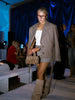 Retro Grid Lapel Jacket Shorts Set Lady Casual Full Sleeve Belted Buttons Pockets Blazer Suit Autumn Office Commute Wear