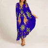 Spring V-neck A-line Dress Animal Pattern Printed Loose Dress Retro Women's Dress