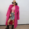 Colorful Fahionable Faux Fur Mongolian Jacket Long Tailored Collar Plush Winter Coat for Women Elegant Loose Fit Outerwear