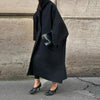 Women's Elegant Autumn Winter Overcoat Bat Sleeve Loose Solid Long Jacket Stand Collar Outwears Female Streetwears