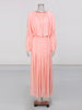 Solid Spliced Folds Minimalist Dresses for Women Round Neck Long Sleeves High Waist Elegant Dress Female Autumn