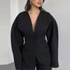 Elegant V-neck Blazers Coat Pants Set Women Solid Single Button Suit Coats Straight Long Trousers Spring Office Lady Outfit